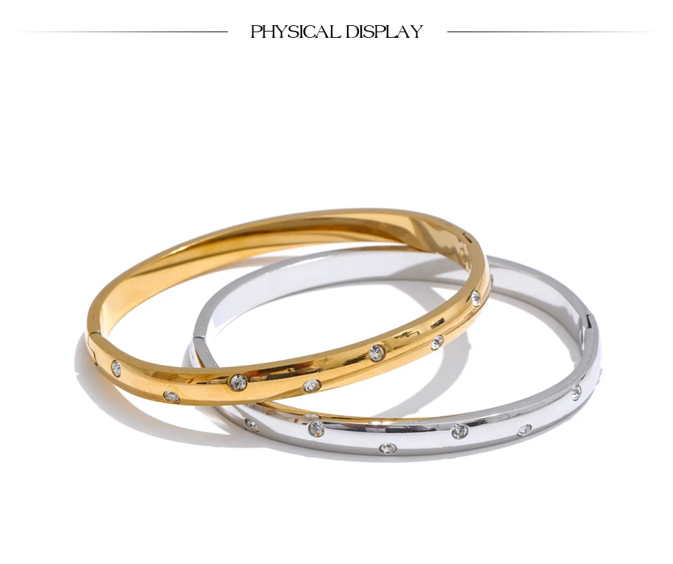 Gold & Silver Plated Cubic Zirconia Bracelet for Women – Geometric Bangle