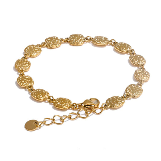 Gold Plated Square Chain Bracelet for Women – Minimalist Charm Bangle