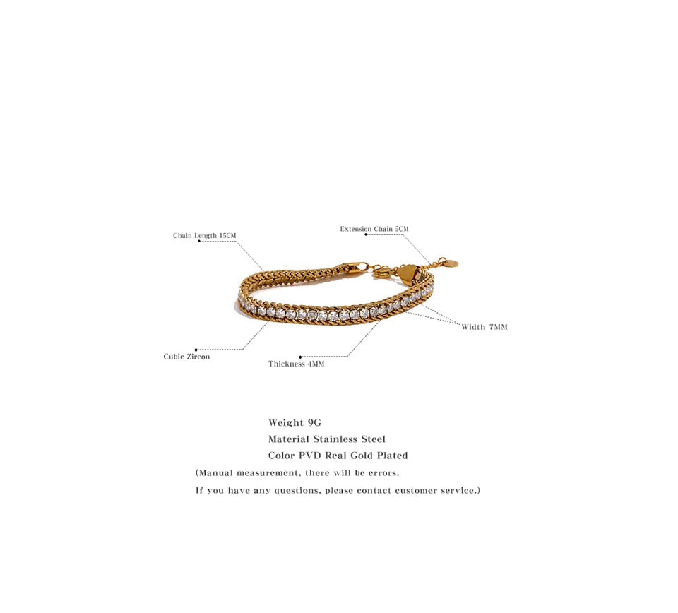 Gold Plated Cubic Zirconia Charm Bracelet for Women – Shiny Chain Bangle