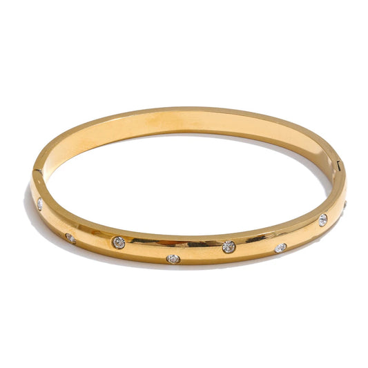 Gold & Silver Plated Cubic Zirconia Bracelet for Women – Geometric Bangle